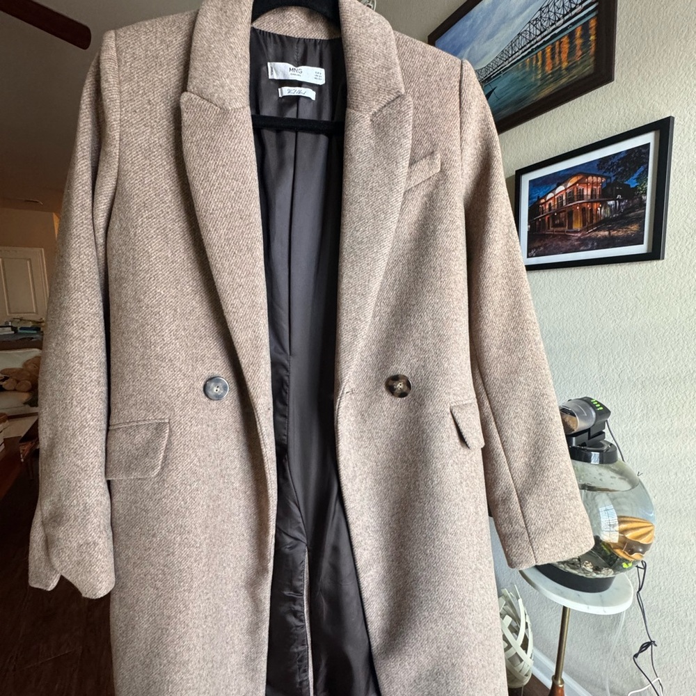 Mango women’s Wool Blend Beige Coat